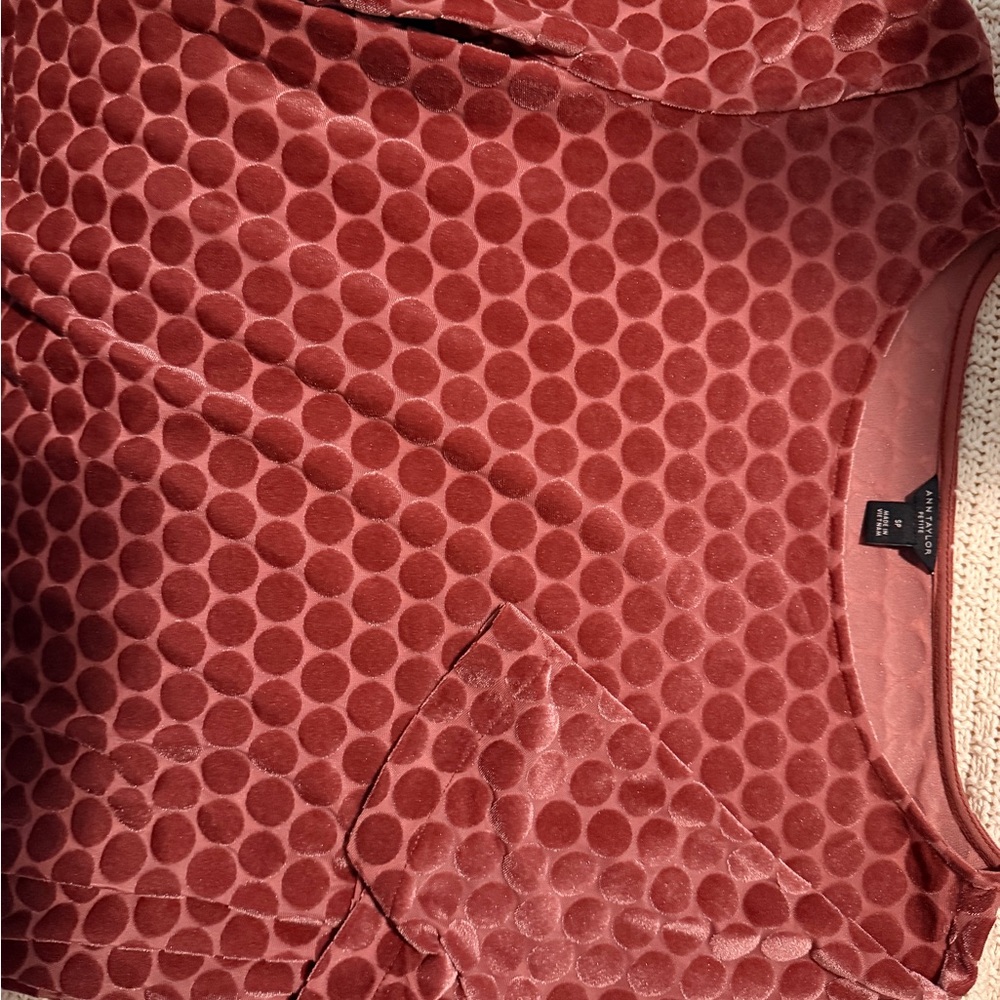 Ann Taylor Burgundy Circle Pattern Top